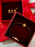 周大生 CHOW TAI SENG黃金轉運珠黑金5D工藝足金貔貅男士手串送男友送爸爸生日禮 黑金福字轉運珠約1.2g【贈黑色皮繩】 曬單實(shí)拍圖