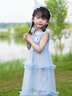 迪士尼冰雪艾莎公主裙女童連衣裙2025夏季新款兒童蛋糕蓬蓬裙禮服裙子 藍色 110 曬單實拍圖