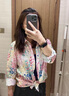 燕潯馬卡龍色時尚碎花襯衫女士春季寬松薄款印花襯衣撞色休閑長袖上衣 圖片色 L 【115-130斤】 曬單實拍圖