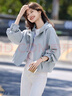 尚靜連帽短款風衣外套女2025春新款小個子寬松休閑百搭上衣 藍色 M  曬單實拍圖