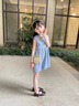 G.DUCKKIDS童裝女童連衣裙夏季2024新款兒童裙子夏天公主裙中小童女孩背心裙 藍色菠蘿 90 (建議身高80-90 1歲半-2歲) 曬單實(shí)拍圖