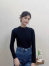 艾方鳥大碼打底衫女胖mm春秋半高領(lǐng)莫代爾長袖T恤內(nèi)搭修身百搭面膜T上衣 黑色 4XL（180-200斤） 曬單實(shí)拍圖