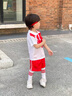 G.DUCKKIDS小黃鴨男女童套裝夏季六一兒童演出服中國風(fēng)幼兒園班服合唱舞蹈服 紅色 150 cm 曬單實(shí)拍圖