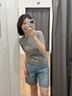 薩拉維夫 SLLAVIF牛仔五分褲女夏季薄款高腰短褲寬松顯瘦洋氣休閑直筒中褲小個(gè)子女 柔霧藍(lán) 25 (90斤以內(nèi)) 曬單實(shí)拍圖