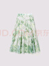 OVV2023春夏新款女裝飄逸靈動(dòng)植物印花真絲順紆縐半身裙單裙 淺綠花紋03 M 曬單實(shí)拍圖