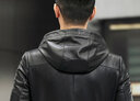 富鋌真皮皮衣男連帽休閑頭層綿羊皮夾克春秋新款中青年時尚潮短款外套 黑色 頭層綿羊皮 XL (175) 曬單實拍圖