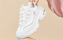 斯凱奇（Skechers）女鞋厚底增高老爹鞋百搭休閑鞋耐磨透氣運(yùn)動(dòng)鞋女 WTRG白/金 38 曬單實(shí)拍圖