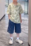 巴拉巴拉童裝兒童短袖POLO衫新中式套裝2025夏季新款男大童牛仔薄款兩件套 綠色調(diào)00344 140 曬單實拍圖