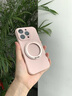 與樂(lè)（yule）帶旋轉(zhuǎn)支架適用iphone16pro手機(jī)殼全包防摔鏡頭膜蘋果16promax液態(tài)硅膠相機(jī)按鍵magsafe磁吸16plus 磁吸【粉白色+支架】 iPhone16pro 曬單實(shí)拍圖