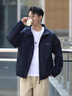 才俏夾克男日系男女款寬松休閑立領(lǐng)夾克秋季新款刺繡小標(biāo)外套男 藏藍(lán) M 曬單實(shí)拍圖