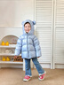 高梵兒童羽絨服黑金5.0鵝絨服男女童寶寶輕薄短款面包服保暖羽絨外套 YT海鹽藍 100 【充絨量76g】 曬單實拍圖