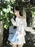 LDBE印花長(zhǎng)袖防曬衣女夏季新款薄款罩衫外搭慵懶松弛感韓版寬松上衣潮 白色 M 【90-100斤】 曬單實(shí)拍圖