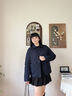 波司登25新款輕薄90鵝絨服女短款格紋翻領(lǐng)小香風(fēng)保暖外套B250134182 暮色深藍(lán)|5995 S 160/84A 體重約100-110斤 曬單實(shí)拍圖