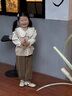 班喜迪女童秋裝套裝2025新款洋氣寶寶毛衣馬甲童裝春秋季兒童衣服三件套 杏色 100 曬單實拍圖