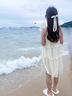 小野七天法式無袖掛脖連衣裙子女 夏季甜美顯瘦小個(gè)子海邊度假吊帶短裙 無袖連衣裙【杏色 L】 曬單實(shí)拍圖