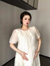愛(ài)莉安娜2025孕婦裝夏季裙子新款假兩件中長(cháng)款連衣裙高級感 白色 L 曬單實(shí)拍圖