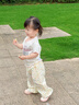巴帝巴帝夏季嬰幼兒童t恤女童寶寶短袖花邊高端洋氣 米白 立體字母 90 曬單實拍圖