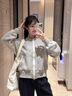 加拿大鵝（Canada Goose）【新品】Sierra女士白標(biāo)羊毛抓絨外套飛行員夾克 7224WW 9309 花灰銀樺色 S 曬單實拍圖