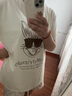 紫涵寬松兔子印花短袖T恤夏季圓領(lǐng)大版打底上衣百搭基礎 米金 M 曬單實(shí)拍圖