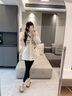 鴨鴨中長(zhǎng)款羽絨服女士2025年冬季新款潮流撞色連帽收腰顯瘦派克服外套 粉色 M 曬單實(shí)拍圖