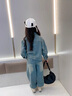 G.DUCKKIDS小黃鴨童裝女童套裝春秋新款洋氣兒童牛仔衣外套秋裝小女孩褲子 圖片色 130 (建議身高120-130 7-8歲) 曬單實(shí)拍圖
