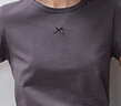 LILY秋新款女裝全棉百搭通勤修身顯瘦小飛袖純色簡(jiǎn)約T恤短袖 509深灰 S 曬單實(shí)拍圖