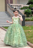 哈羅小黃鴨  HAL.DUCK主持人禮服女童高端輕奢小眾兒童絕美生日公主裙鋼琴演出日?？纱?綠色禮服 140 cm (60-70斤) 曬單實拍圖