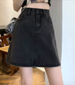 沐霓牛仔半身裙女夏季韓版ins黑灰高腰小個子百搭顯瘦包臀a字短裙百搭 M 曬單實拍圖