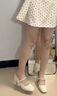 意爾康女鞋法式方頭粗跟瑪麗珍鞋女2025秋季新款復古淺口高跟鞋 米白 36 曬單實(shí)拍圖