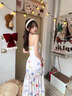 茯見水彩吊帶連衣裙女2025夏季小個(gè)子長(zhǎng)款夏日度假不規(guī)則裙擺魚尾裙子 白色 M （建議95-110斤） 曬單實(shí)拍圖