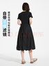 熱風(fēng)連衣裙女夏季新款女士針梭休閑百搭舒適寬松顯瘦拼接裙子 01黑色 L 曬單實(shí)拍圖