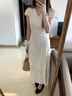 緋垚甜美碎花連衣裙女夏季綁帶收腰顯瘦海邊度假長(cháng)裙溫柔風(fēng)公主裙子 米色 M 建議90-100斤左右穿 曬單實(shí)拍圖