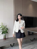 妤遇（YUUZYUUS）品牌女裝短外套女2025春秋新款小個(gè)子時(shí)尚氣質(zhì)簡(jiǎn)約小香風(fēng)長(zhǎng)袖上衣 米白色 M 曬單實(shí)拍圖