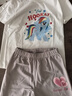 小馬寶莉女童夏季套裝純棉兒童短袖防蚊褲兩件套女孩夏裝 白+藍(lán)  130  曬單實(shí)拍圖