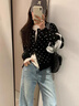 SNYDER WEAR灰色波點針織開衫女夏季新款時尚百搭女裝寬松顯瘦小眾長袖上衣潮 灰色 常規(guī) S 【建議80-90斤】 曬單實拍圖