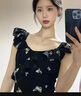 妙奕嘉法式連衣裙純欲裙子夏季女裝2025新款長裙性感小個子高級感小媽裙 黑底蝴蝶飛飛袖連衣裙 L 曬單實拍圖