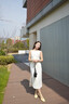 Mandy Zhang一字領(lǐng)白色吊帶訂婚禮服連衣裙女夏季氣質(zhì)長款小白裙子 珍珠白 S 曬單實拍圖