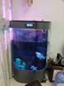美諾魚(yú)缸客廳免換水家用中小型智能1.2米雙圓形靠墻大型背濾金龍魚(yú)缸 灰色【高清玻璃+顯示屏+魚(yú)缸大禮包】 80*50*138 曬單實(shí)拍圖