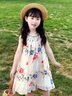 小咕嘟熊女童連衣裙夏裝2025新款洋氣兒童公主裙背心裙女孩度假掛脖吊帶裙 米杏 120 曬單實(shí)拍圖