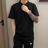 益帛重磅T恤男士夏季新款美式高街潮牌短袖簡(jiǎn)約翻領(lǐng)刺繡修身POLO衫男 黑色 XL 【建議120-135斤】 曬單實(shí)拍圖
