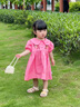 mlgt kids女童連衣裙2025夏季新款兒童公主裙洋氣棉布裙女寶寶短袖裙 西瓜紅 100 cm 曬單實(shí)拍圖