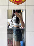 凡小如闊腿牛仔短褲女夏季2025新款高腰顯瘦小個子休閑百搭大碼辣妹熱褲 黃泥色 XL 【建議115-125斤】 曬單實拍圖