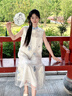 初蟬衣事新中式國(guó)風(fēng)連衣裙女2025夏新款優(yōu)雅高端氣質(zhì)精致立體繡花斜襟長(zhǎng)裙 湖白 S （預(yù)定） 曬單實(shí)拍圖