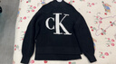 Calvin KleinJeans秋冬女士通勤ck純棉撞色字母圓領(lǐng)內搭寬松針織衫J224779 BEH-太空黑 S 曬單實(shí)拍圖