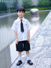 G.DUCKKIDS小黃鴨男童套裝夏季學(xué)院風(fēng)兒童西裝演出服男孩白襯衫黑褲子兩件套 白色襯衫+黑色褲子+領(lǐng)帶 130 建議7~8歲【120-130cm】cm 曬單實(shí)拍圖