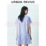 UR2025夏季新款女裝時尚撞色拼接條紋百褶連衣裙UYY750073 藍色條紋 M 曬單實拍圖