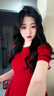 LIZONGXI紅色短袖連衣裙女夏季法式千金訂婚禮服小個子收腰顯瘦紅裙子短裙 紅色【短袖短款】 S 【80-100斤】 曬單實拍圖