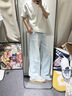 淺藍色磨白破洞牛仔褲男款夏季美式痞帥高級感褲子毛邊彎刀闊腿褲 藍色 【高品質(zhì)牛仔布】 XL （關(guān)注優(yōu)先發(fā)貨） 曬單實(shí)拍圖