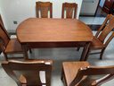 福戀富家金絲檀木實(shí)木餐桌椅組合家用吃飯桌子可伸縮折疊方圓兩用小戶型 1.35米一桌6椅【全實(shí)木】 曬單實(shí)拍圖