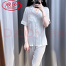 浪莎（LangSha）水光綢波點(diǎn)真絲綢睡衣女夏季薄短袖長(cháng)褲套裝新款冰·絲白色家居服 白色波點(diǎn) 2XL 曬單實(shí)拍圖